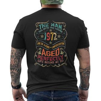 The Man Myth Legend 1972 Life Begins At 50 50Th Birthday Mens Back Print T-shirt - Seseable