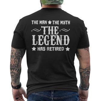 The Man Myth Legend Has Retired Fun Retirement Gift Mens Back Print T-shirt - Seseable