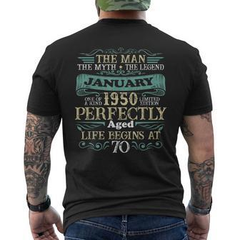 The Man Myth Legend January 1950 70Th Years Old Birthday Mens Back Print T-shirt - Seseable