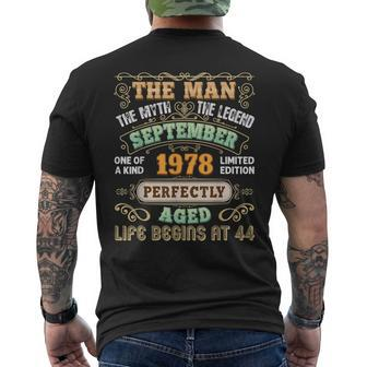 The Man Myth Legend Made In September 1978 44Th Birthday 44 Mens Back Print T-shirt - Seseable