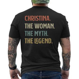 The Name Is Christina The Woman The Myth And The Legend Gift Mens Back Print T-shirt | Seseable UK