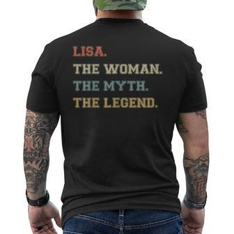 The Name Is Lisa The Woman Myth And Legend Varsity Style Mens Back Print T-shirt | Seseable UK