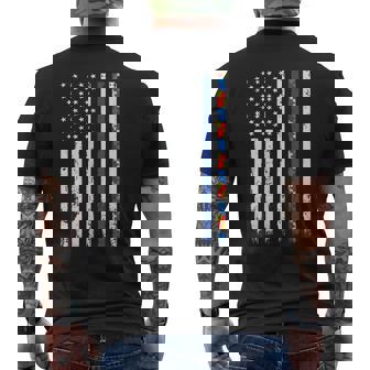 Thin Blue Line Police Support Autism 4Th July Mom Dad Flag Mens Back Print T-shirt | Mazezy