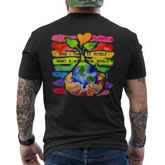 And I Think To Myself What A Wonderful World Earth Day Men's Back Print T-shirt | Mazezy