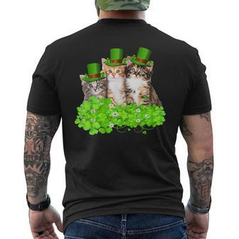 Three Cat St Patricks Day Kitty Kitten Lover Irish Men's T-shirt Back Print - Thegiftio UK