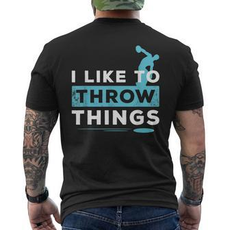 Like To Throw Things Track Field Discus Athlete Men's Back Print T-shirt | Mazezy