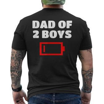 Tired Dad Of 2 Boys Father With Two Sons Funny Gift T Mens Back Print T-shirt | Mazezy