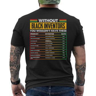 History Of Forgotten Black Inventors Black History Month Men's Back Print T-shirt | Mazezy