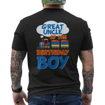 Train Bday Great Uncle Of The Birthday Boy Theme Party Mens Back Print T-shirt | Mazezy