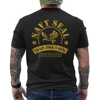 Train Like A Fit Seal Navy Usa Athlete Fitness Motivation Men's T-shirt Back Print - Seseable