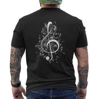Treble Clef Keys - Piano Player Pianist Classical Music Men's Back Print T-shirt | Mazezy