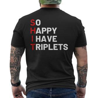 Triplet Mom Of Triplets Triplet Mama Triplet Dad Men's Back Print T-shirt | Mazezy