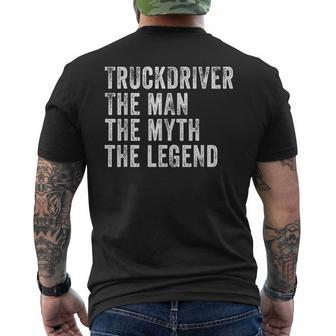 Truck Driver The Man The Myth The Legend Vintage Distressed Mens Back Print T-shirt - Seseable