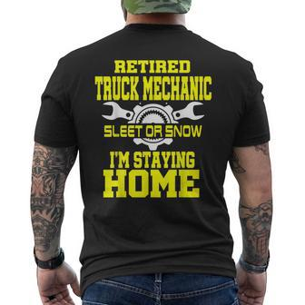 Truck Mechanic Retirement Funny Gift Diesel Retired Mens Back Print T-shirt | Mazezy