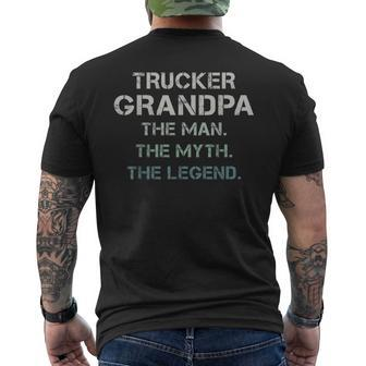 Trucker Grandpa The Man The Myth The Legend Grandparents Day Mens Back Print T-shirt - Seseable