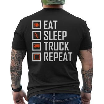 Trucker S For Men Eat Sleep Truck Repeat Men's T-shirt Back Print - Seseable