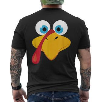 Turkey Face T Shirt - Fun Thanksgiving Day Men's Back Print T-shirt | Mazezy