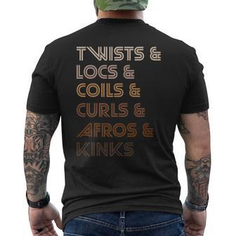 Twists Locs Coils Curls Afros Kinks Natural Hair Descriptive Mens Back Print T-shirt - Thegiftio UK