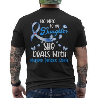 Type 1 Mom T1d Dad Diabetes Awareness Month Multiple Pricks Men's Back Print T-shirt | Mazezy