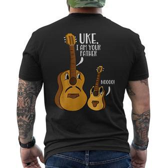 Uke I Am Your Father Ukulele Noo Guitar Musician Pun Mens Back Print T-shirt | Mazezy