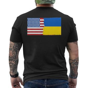 Ukrainian American Half Ukraine Half America Flag Men's T-shirt Back Print - Seseable