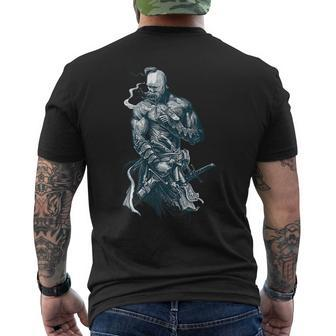 Ukrainian Cossack Warrior Holding Sword Fighting For Ukraine Men's T-shirt Back Print - Seseable