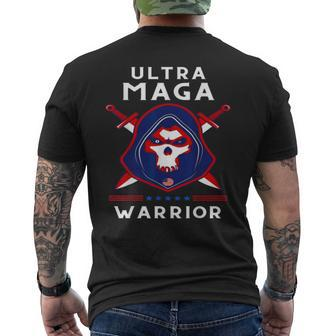Ultra Maga Warrior Dad Anti Biden Us Flag Pro Trump Men's Back Print T-shirt | Mazezy