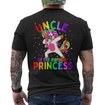 Uncle Of The Birthday Princess Girl Dabbing Unicorn Men's Back Print T-shirt | Mazezy