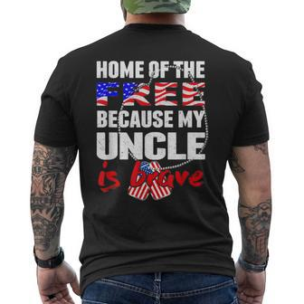 My Uncle Is Brave Home Of The Free - Proud Army Niece Nephew Men's T-shirt Back Print - Seseable