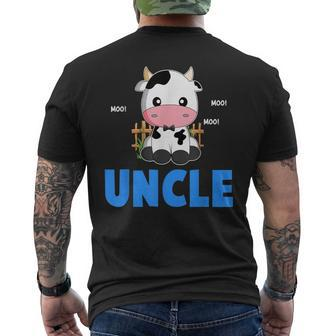 Uncle Cow Cute Cow Farmer Birthday Matching Family Men's T-shirt Back Print - Seseable