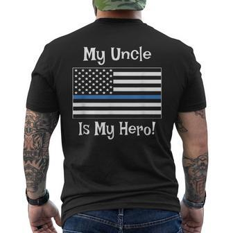My Uncle Hero Thin Blue Line Us Flag Men's Back Print T-shirt | Mazezy
