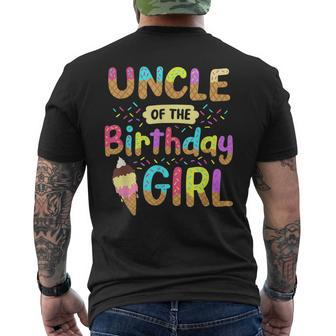 Uncle Of The Birthday Day Girl Ice Cream Party Family Mens Back Print T-shirt | Mazezy