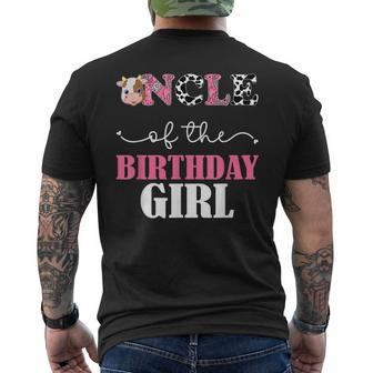 Uncle Of The Birthday For Girl Cow Farm 1St Birthday Cow Mens Back Print T-shirt | Mazezy