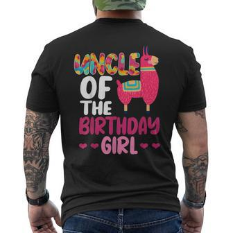 Uncle Of The Birthday Girl Llama Bday Alpaca Celebration Mens Back Print T-shirt | Mazezy