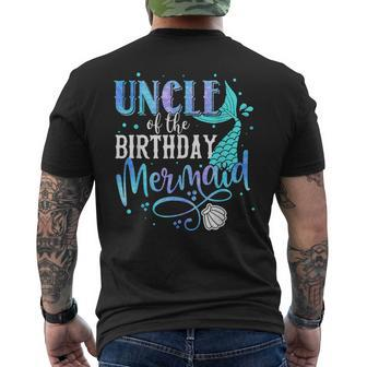 Uncle Of The Birthday Mermaid Family Matching Party Squad Mens Back Print T-shirt | Mazezy