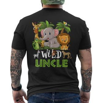 Uncle Of The Wild Zoo Birthday Safari Jungle Animal Funny Mens Back Print T-shirt | Mazezy
