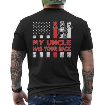 My Uncle Has Your Back Proud Firefighter Uncle Veteran Men's T-shirt Back Print - Seseable