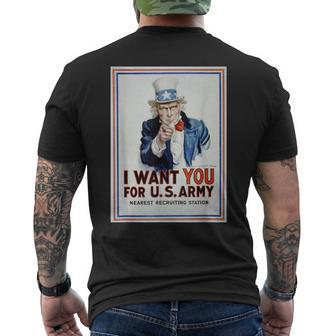 Uncle Sam I Want You For Us Army Vintage Poster Mens Back Print T-shirt | Mazezy UK