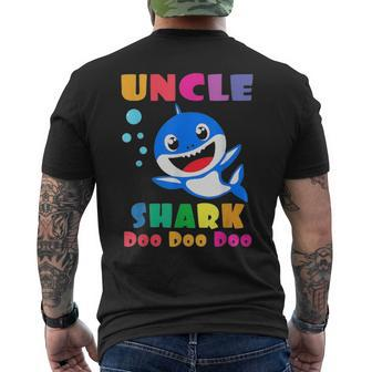 Uncle Shark Fathers Day Dad Men's T-shirt Back Print - Seseable