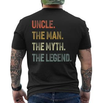 Uncle The Man The Myth The Legend Relative Father Day Gift Mens Back Print T-shirt - Seseable