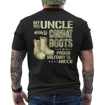 My Uncle Wears Combat Boots Dog Tags Proud Military Niece Men's T-shirt Back Print - Seseable