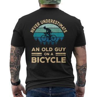 Never Underestimate An Old Guy On A Bicycle Biker Dad Men's T-shirt Back Print - Seseable