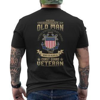 Mens Never Underestimate An Old Man Coast Guard Men's T-shirt Back Print - Seseable
