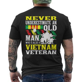 Never Underestimate An Old Man - Patriotic Vietnam Veteran Men's T-shirt Back Print - Seseable