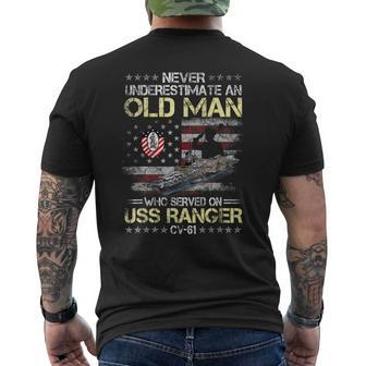 Never Underestimate An Old Man Who Served Onuss Ranger Cv-61 Men's T-shirt Back Print - Seseable