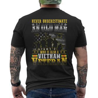 Never Underestimate An Old Man Vietnam Veteran V3 Men's T-shirt Back Print - Seseable