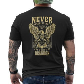 Never Underestimate The Power Of Bragdon Personalized Last Name Men's T-shirt Back Print - Seseable