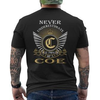Never Underestimate The Power Of A Coe Men's T-shirt Back Print - Seseable