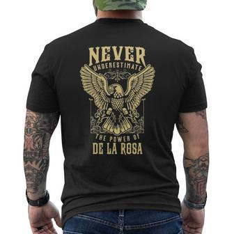 Never Underestimate The Power Of De La Rosa Personalized Last Name Men's T-shirt Back Print - Seseable