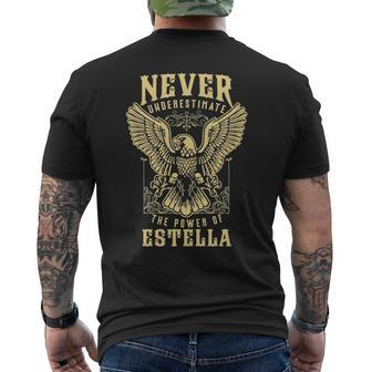Never Underestimate The Power Of Estella Personalized Last Name Men's T-shirt Back Print - Seseable